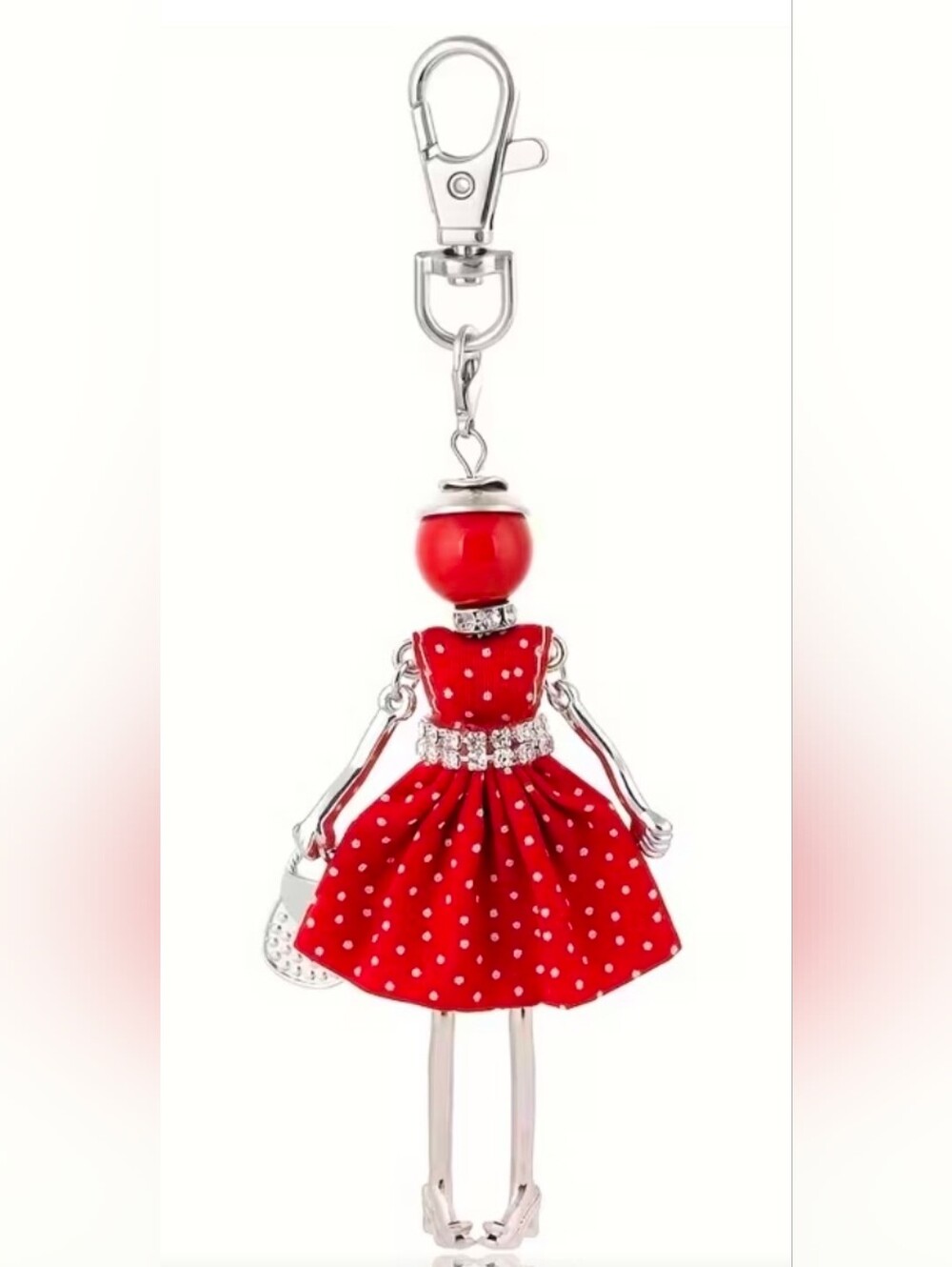 Lady In Red Dress Keycharm Silver